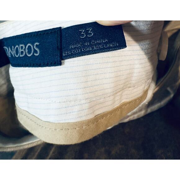 Bonobos Size 33 Linen Cotton Men‎ Pants Tan Khaki 31” Inseam Belt Formal Preppy - Picture 4 of 12